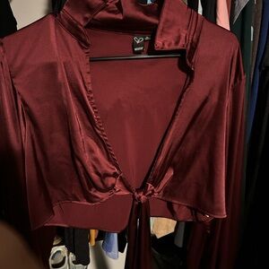 Windsor Deep Red Satin Blouse